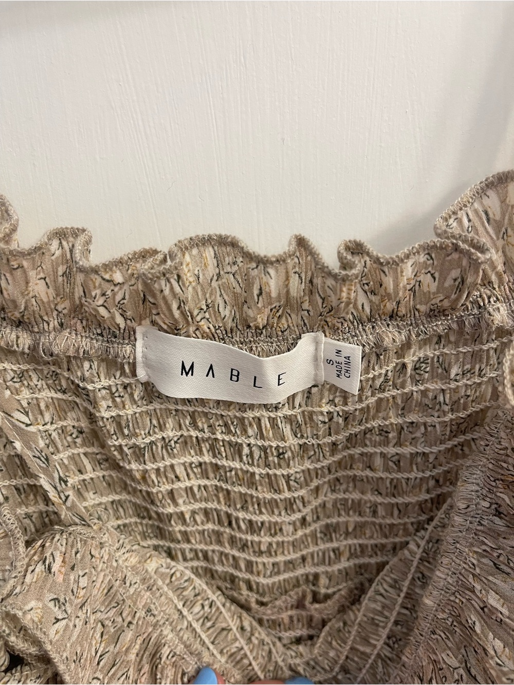 Smocked Tiered Midi Dress in Tan with Ruffle Accents - Picture 4 of 5